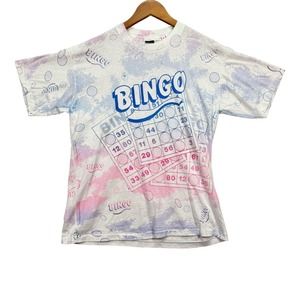 Vintage BINGO Single Stitch Hipster T Shirt All Over Print Gamer SJM sz XL